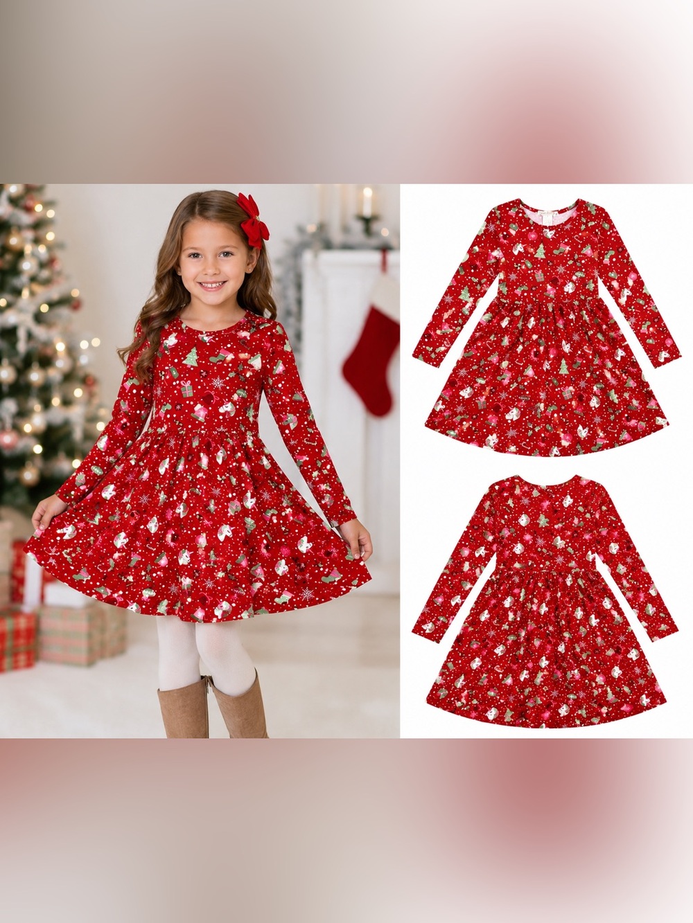 Emma & Elsa Girls Christmas Unicorn Twirl Dress | Size 6